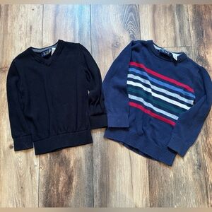3T Boys Sweater Lot The Children's Place Black,Navy with Stripes Sweater Holiday